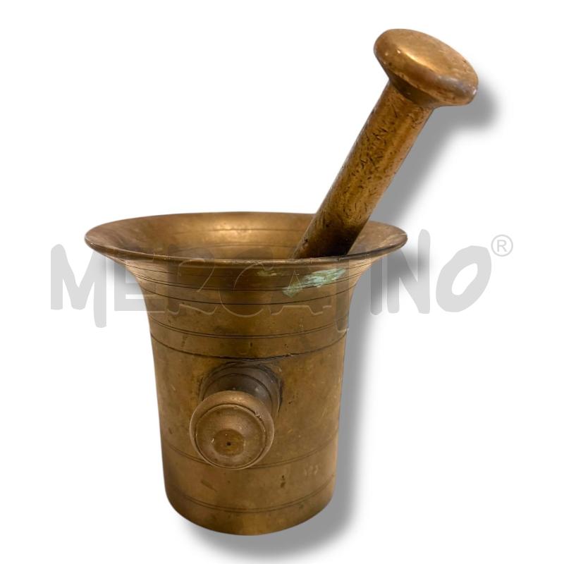 MORTAIO IN BRONZO ALTEZZA 18 CM CON PESTELLO IN BRONZO  | Mercatino dell'Usato Osasco 2
