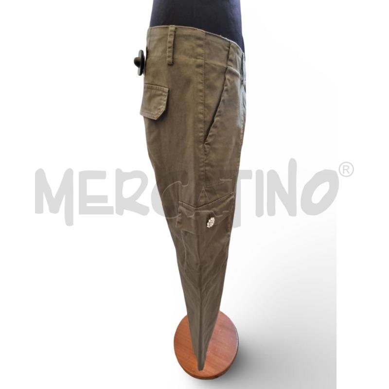 PANTALONE DONNA CARGO VERDE MILITARE  BOTTONE GIOIELLO | Mercatino dell'Usato Osasco 3