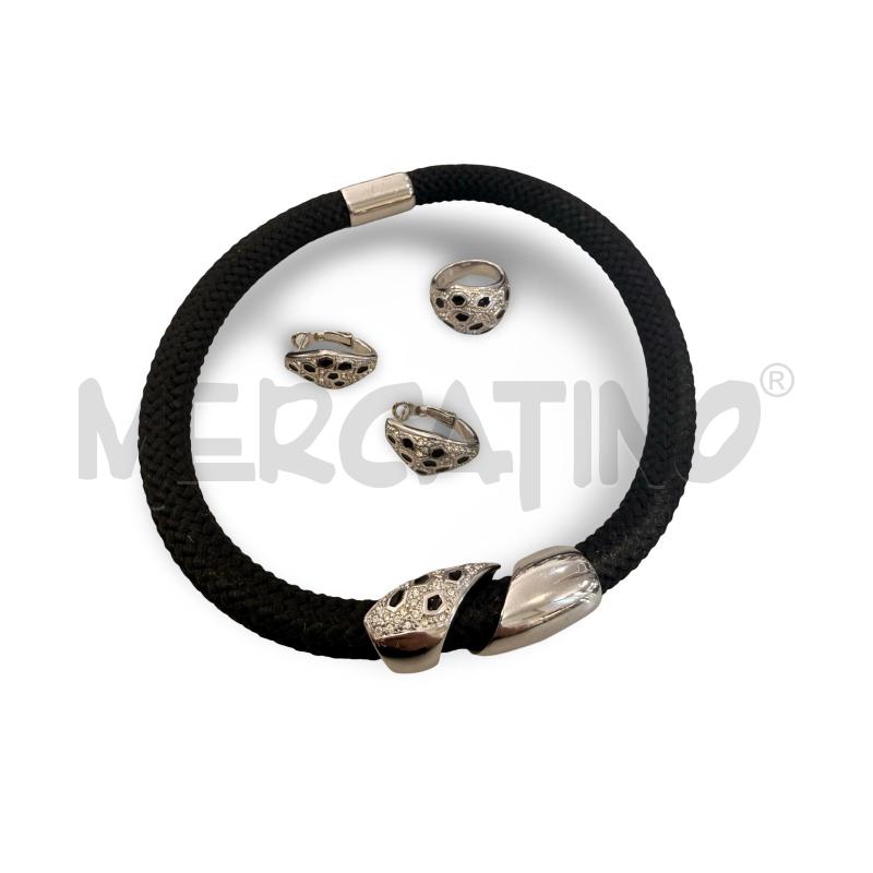 PARURE PIERLANG CORDA NERA + ANELLO E ORECCHINI  | Mercatino dell'Usato Osasco 1