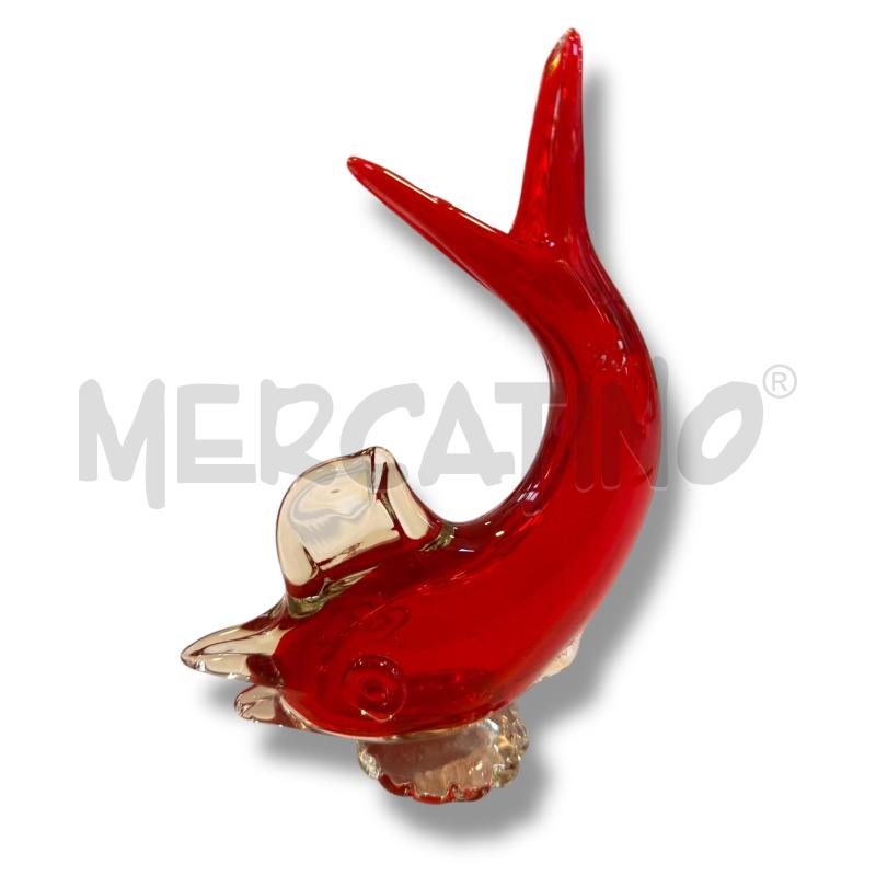 PESCE VETRO DI MURANO ANNI 70 ROSSO H22CM  | Mercatino dell'Usato Osasco 1