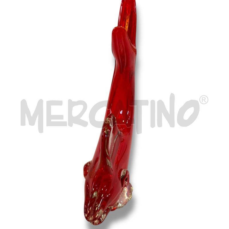 PESCE VETRO DI MURANO ANNI 70 ROSSO H22CM  | Mercatino dell'Usato Osasco 4
