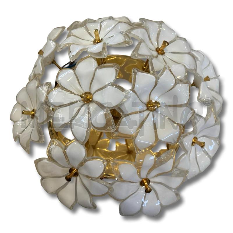 PLAFONIERA CON APPLIQUE ANNI 70 A FIORE OTTONE | Mercatino dell'Usato Osasco 2