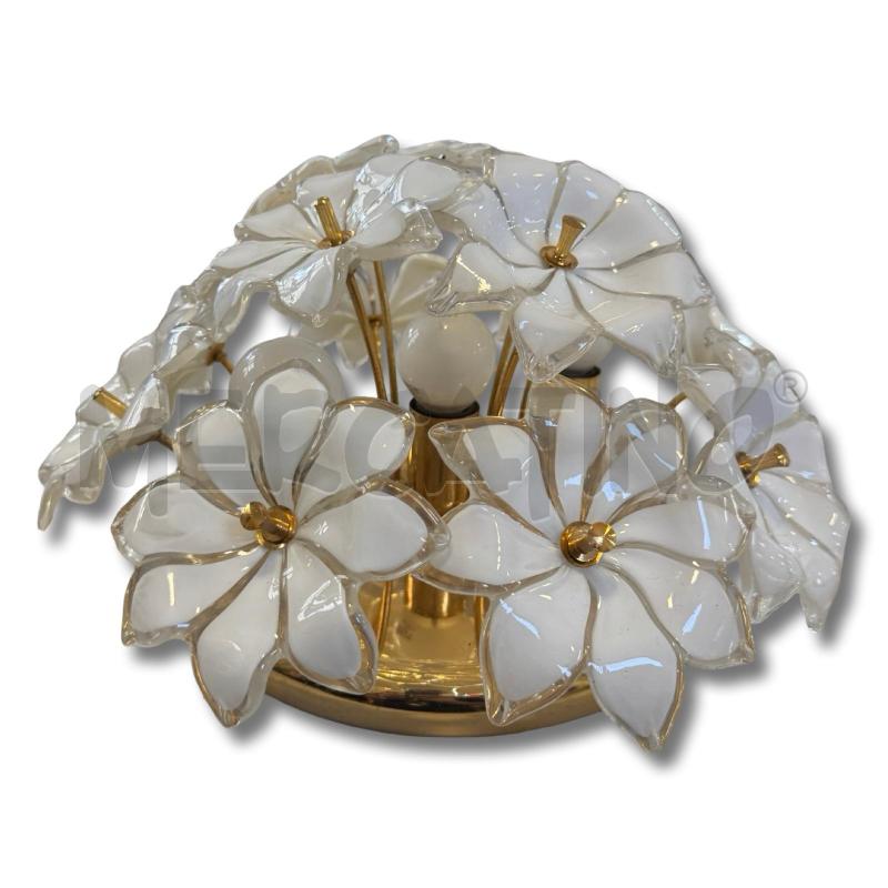 PLAFONIERA CON APPLIQUE ANNI 70 A FIORE OTTONE | Mercatino dell'Usato Osasco 3