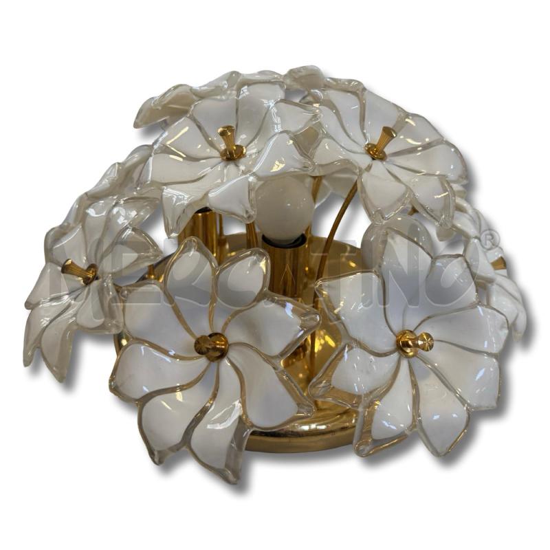 PLAFONIERA CON APPLIQUE ANNI 70 A FIORE OTTONE | Mercatino dell'Usato Osasco 4