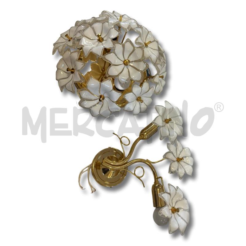 PLAFONIERA CON APPLIQUE ANNI 70 A FIORE OTTONE | Mercatino dell'Usato Osasco 5