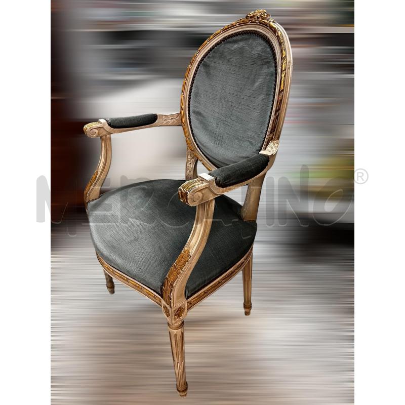 POLTRONA STILE IMPERO LUIGI XV BIANCO E FOGLIA ORO  | Mercatino dell'Usato Osasco 1