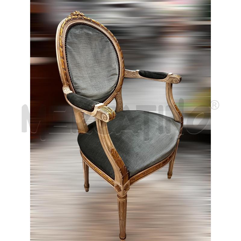 POLTRONA STILE IMPERO LUIGI XV BIANCO E FOGLIA ORO  | Mercatino dell'Usato Osasco 2