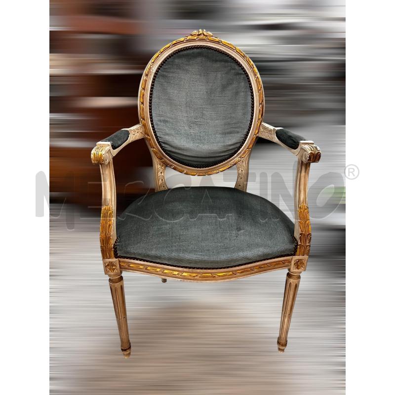 POLTRONA STILE IMPERO LUIGI XV BIANCO E FOGLIA ORO  | Mercatino dell'Usato Osasco 4