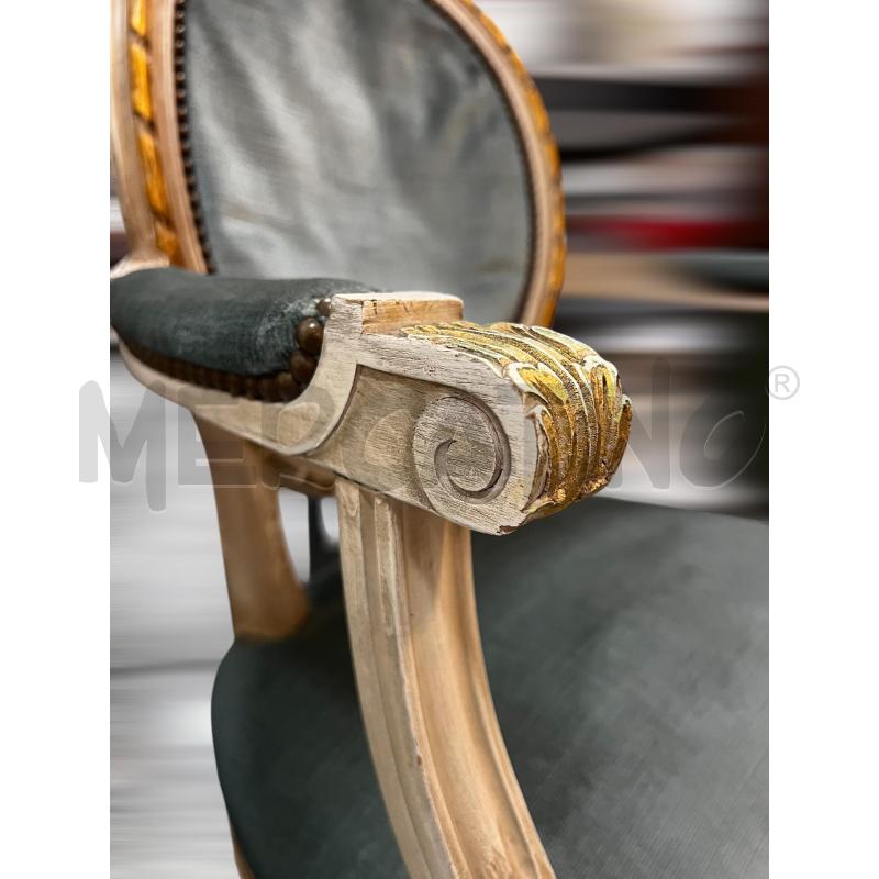 POLTRONA STILE IMPERO LUIGI XV BIANCO E FOGLIA ORO  | Mercatino dell'Usato Osasco 5