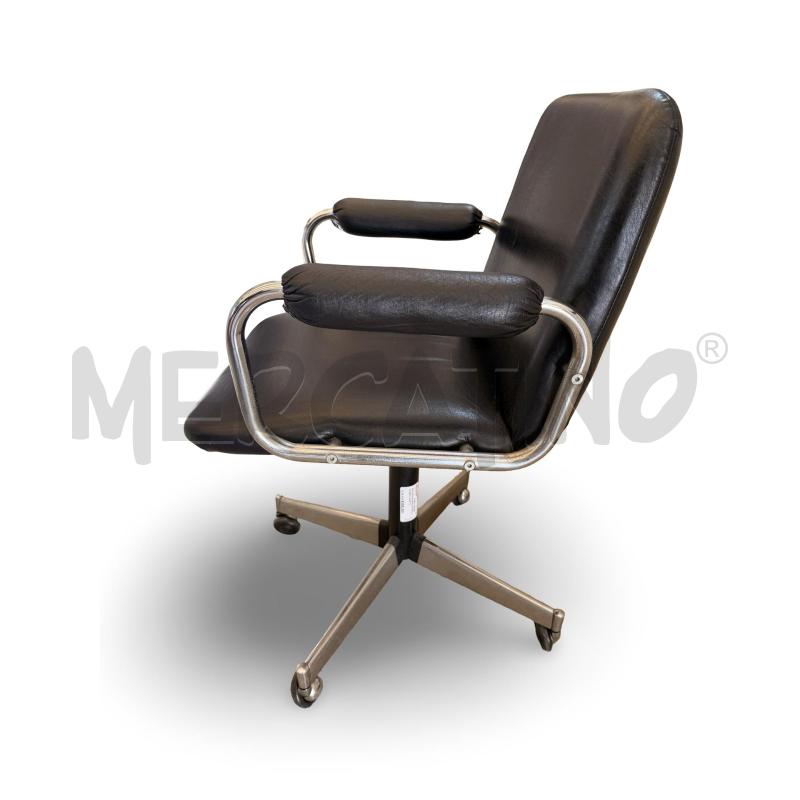 POLTRONA UFFICIO PELLE NERA ANNI 70 | Mercatino dell'Usato Osasco 4