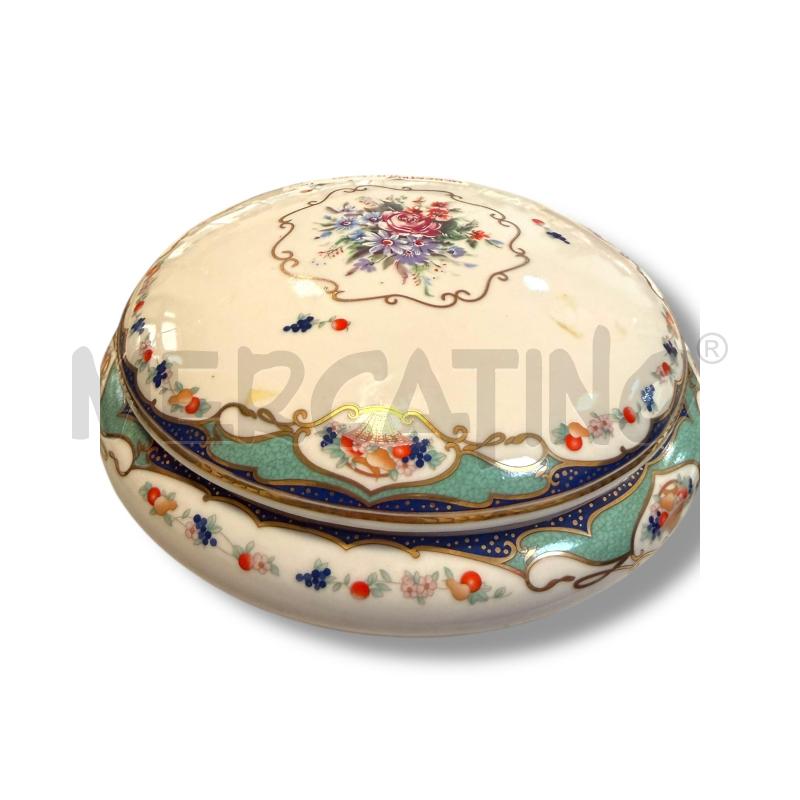 PORTA CIOCCOLATINI LIMOGES DECORI VERDE BLU FIORI | Mercatino dell'Usato Osasco 1