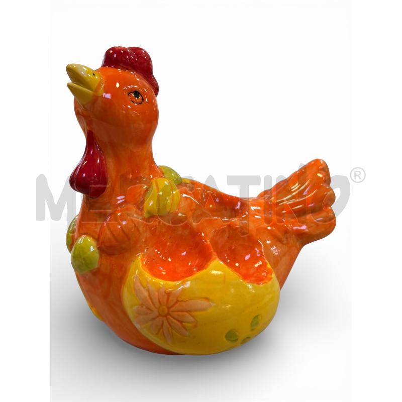 PORTA UOVA GALLINA CERAMICA ARANCIONE GIALLO 22X16 CM | Mercatino dell'Usato Osasco 1