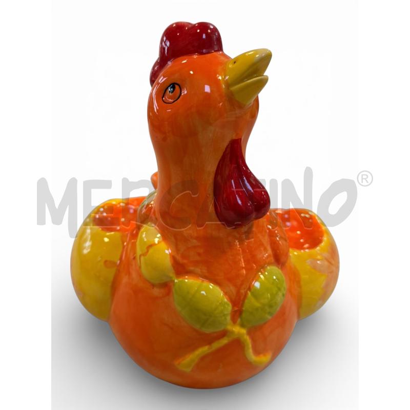 PORTA UOVA GALLINA CERAMICA ARANCIONE GIALLO 22X16 CM | Mercatino dell'Usato Osasco 2