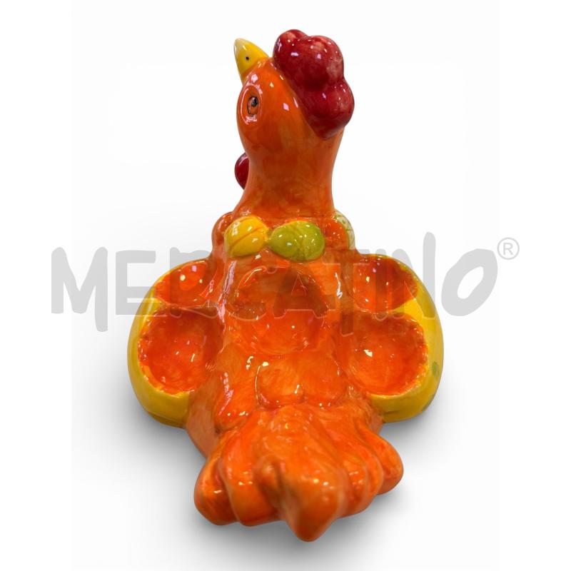 PORTA UOVA GALLINA CERAMICA ARANCIONE GIALLO 22X16 CM | Mercatino dell'Usato Osasco 4
