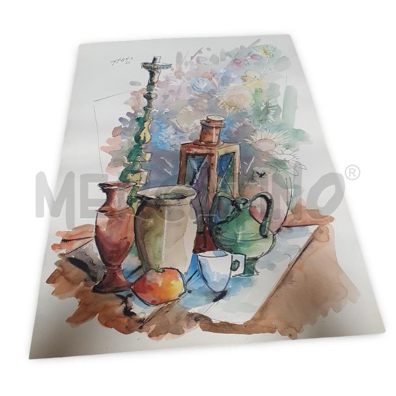 QUADRO ACQUERELLO DI G. CARENA NATURA MORTA 50X70 CM | Mercatino dell'Usato Osasco 1