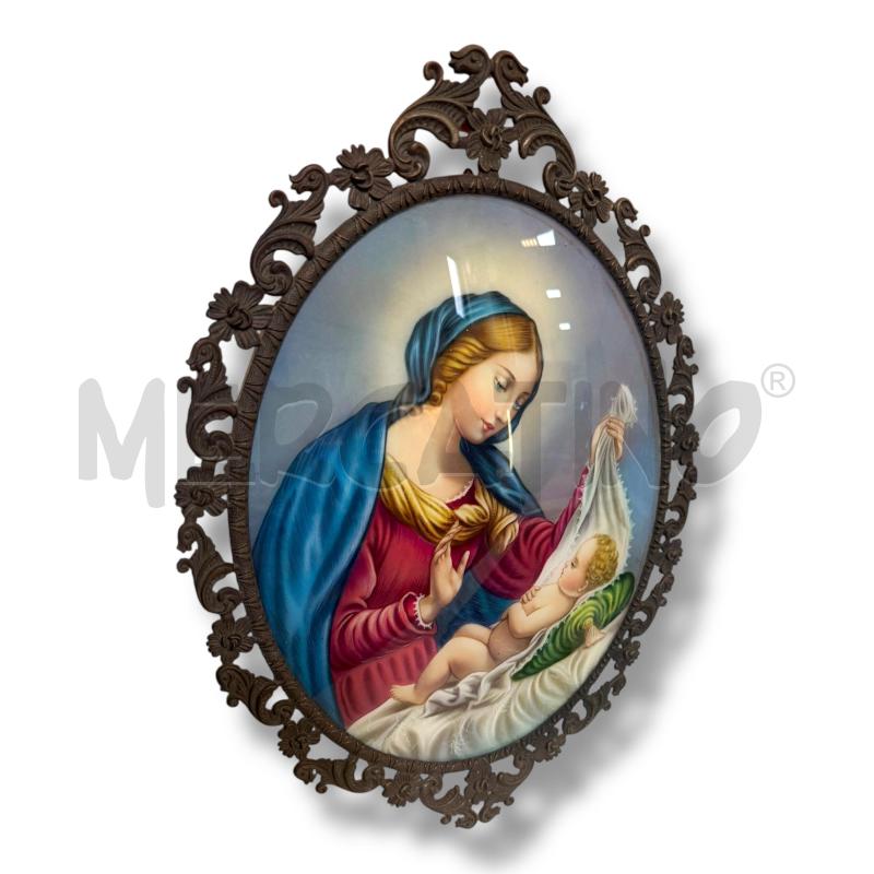 QUADRO ANTICO OTTONE MADONNA CON BAMBINO OVALE | Mercatino dell'Usato Osasco 1