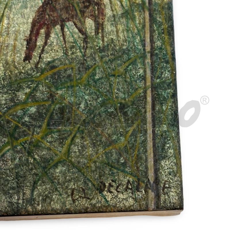 QUADRO DECALAGE BOSCO CON CAVALLO 50X10 ANNI 60 | Mercatino dell'Usato Osasco 2