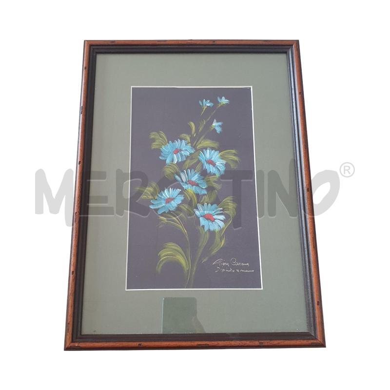 QUADRO DIPINTO A MANO PIERA CARENA FIORI BLU 27X36 | Mercatino dell'Usato Osasco 1