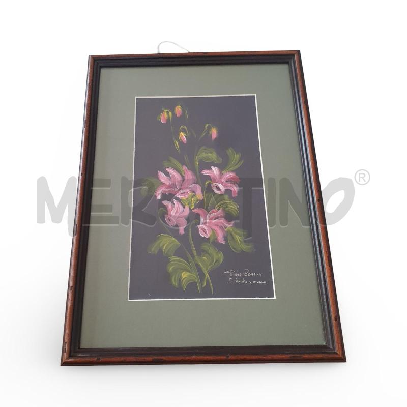 QUADRO DIPINTO A MANO PIERA CARENA FIORI ROSA 27X36 | Mercatino dell'Usato Osasco 1