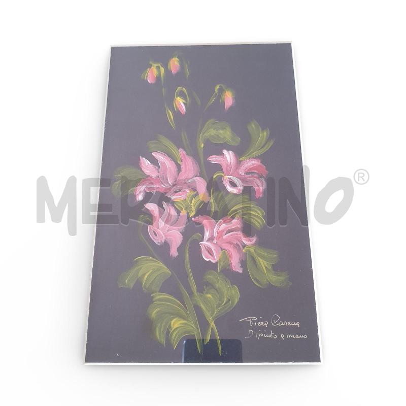 QUADRO DIPINTO A MANO PIERA CARENA FIORI ROSA 27X36 | Mercatino dell'Usato Osasco 2