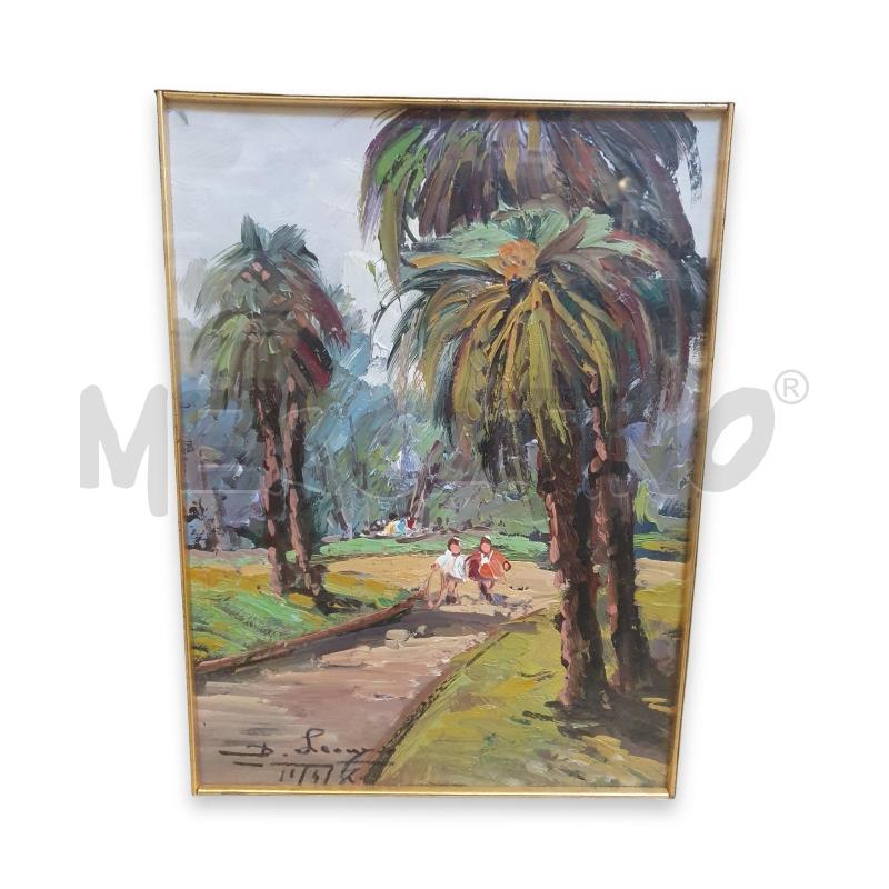 QUADRO DIPINTO A OLIO PALME 50X60 CORNICE LEGNO DORATO | Mercatino dell'Usato Osasco 2