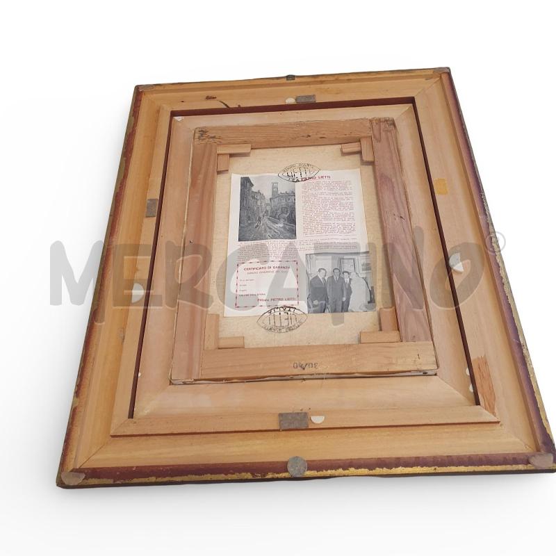 QUADRO DIPINTO PIETRO LIETTI CARRETTO SU VIA DEL BORGO CORNICE 50X95 LEGNO DORATO | Mercatino dell'Usato Osasco 3