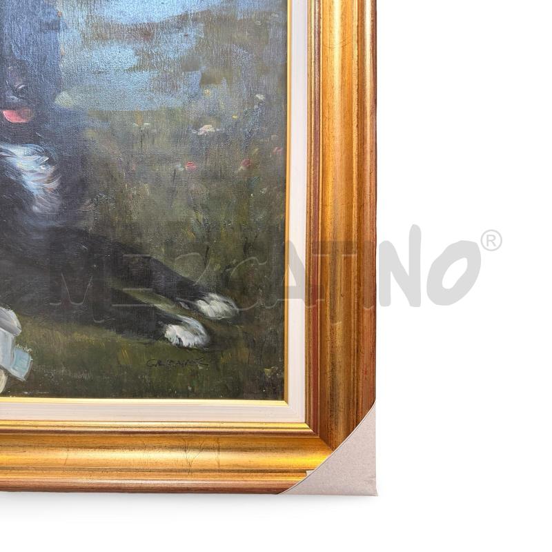 QUADRO OLIO SI TELA BAMBINI E CANE ANNI 60 | Mercatino dell'Usato Osasco 3
