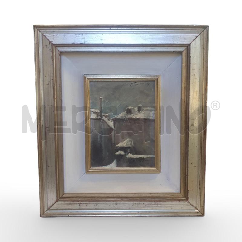 QUADRO OLIO SU TELA GUY RIVOIR TETTI INNEVATI 18X24 | Mercatino dell'Usato Osasco 1