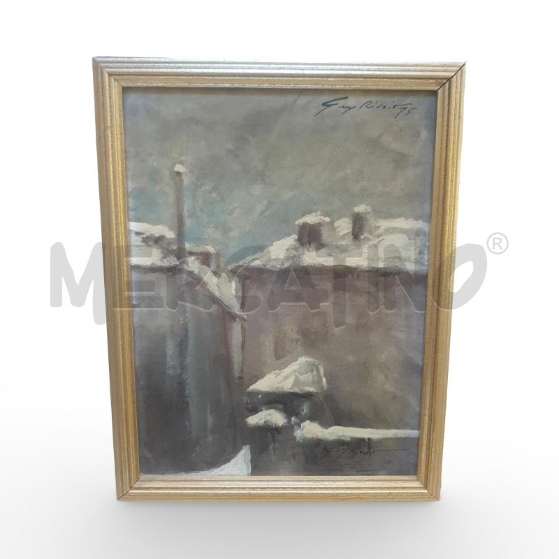 QUADRO OLIO SU TELA GUY RIVOIR TETTI INNEVATI 18X24 | Mercatino dell'Usato Osasco 3
