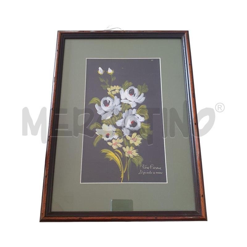 QUADRO PIERA CARENA DIPINTO A MANO FIORI BIANCHI 27X36 | Mercatino dell'Usato Osasco 1