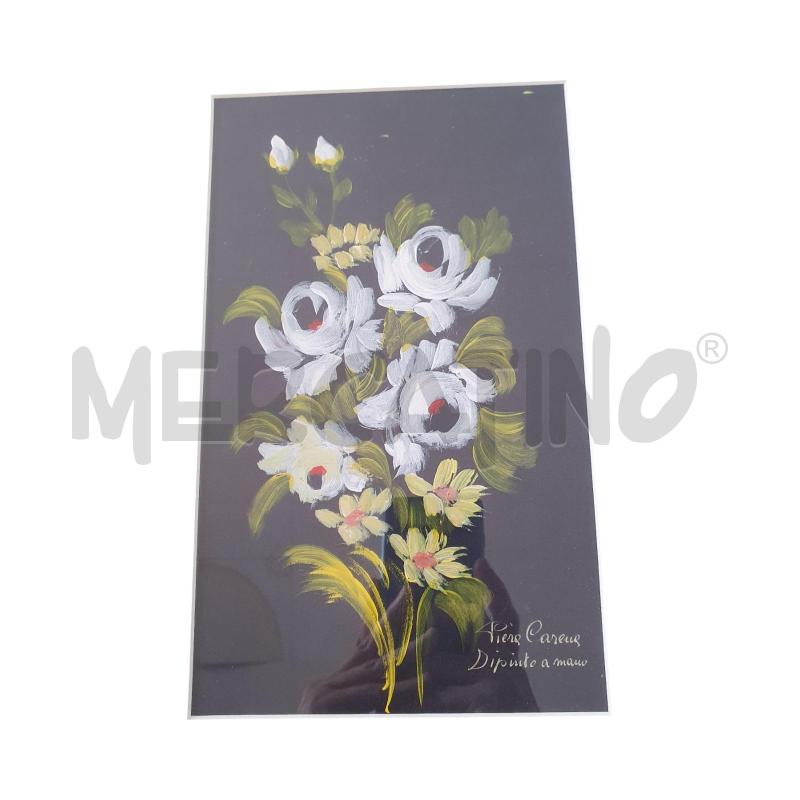 QUADRO PIERA CARENA DIPINTO A MANO FIORI BIANCHI 27X36 | Mercatino dell'Usato Osasco 2