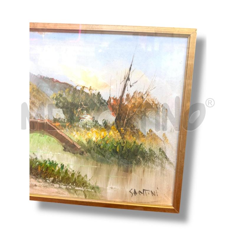 QUADRO SANTINI OLIO SU TELA FIUME PONTE | Mercatino dell'Usato Osasco 2