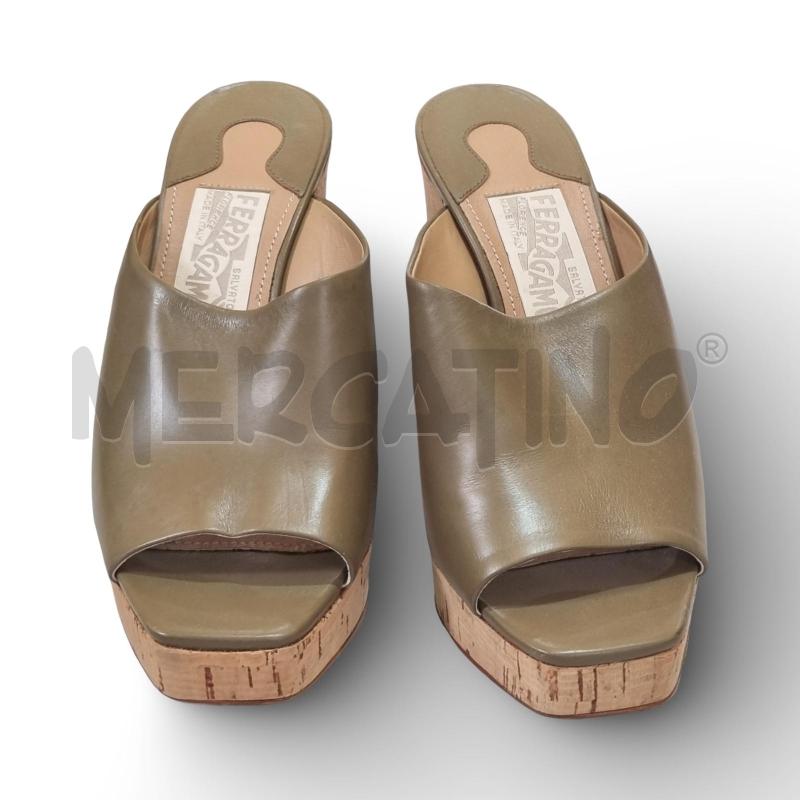 SABOT  VERDE SALVIA PLATFORM FERRAGAMO | Mercatino dell'Usato Osasco 1