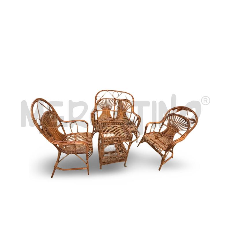 SALOTTO VIMINI BAMBU 4 PZ. 2 POLTRONE+DIVANO+CARRELLO | Mercatino dell'Usato Osasco 1