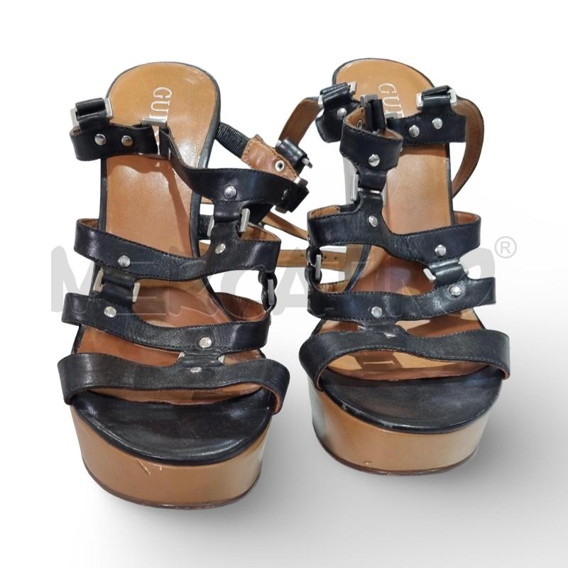 SANDALI DONNA GUESS NERI ZEPPA MARRONE  | Mercatino dell'Usato Osasco 1