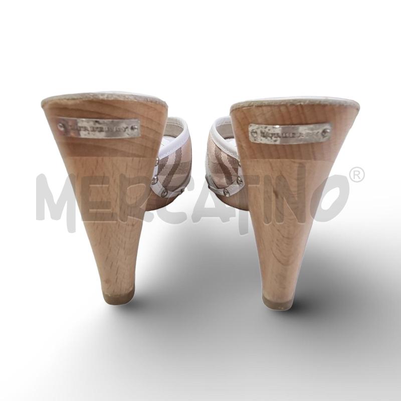SANDALI DONNA VINTAGE TACCO LEGNO BURBERRY BEIGE | Mercatino dell'Usato Osasco 3