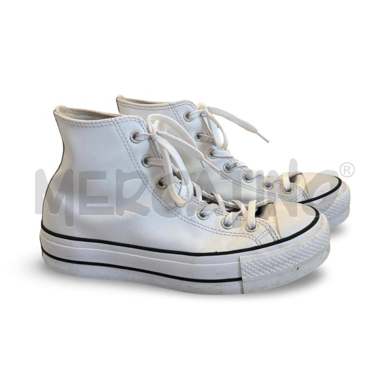 SCARPE DONNA  ALL STAR BIANCA PELLE ALTA | Mercatino dell'Usato Osasco 1