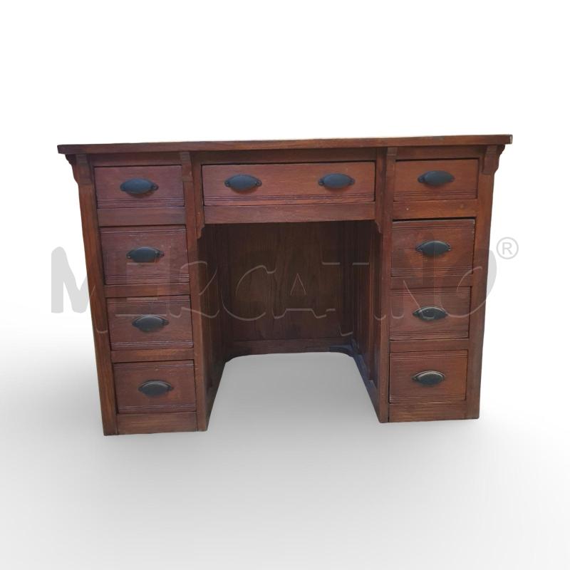 SCRIVANIA LEGNO 9 CASSETTI PIANO VELLUTO ROSSO CON VETRO | Mercatino dell'Usato Osasco 3