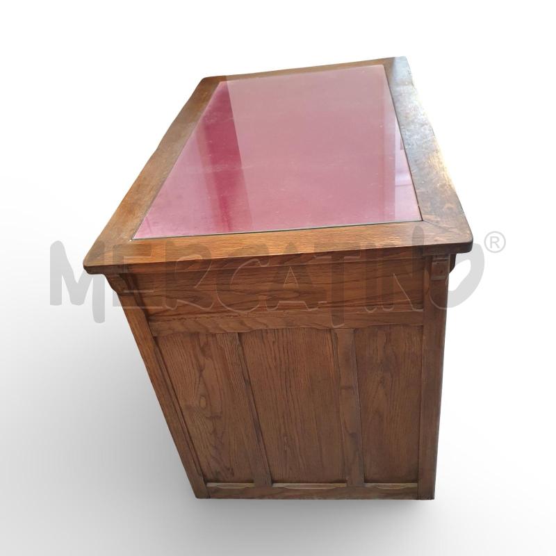 SCRIVANIA LEGNO 9 CASSETTI PIANO VELLUTO ROSSO CON VETRO | Mercatino dell'Usato Osasco 4