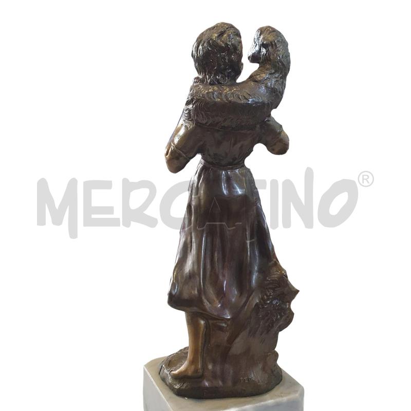 SCULTURA BRONZO PASTORELLA FINE 800P. UCCELLO | Mercatino dell'Usato Osasco 2