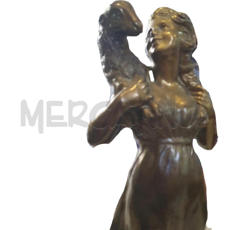 SCULTURA BRONZO PASTORELLA FINE 800P. UCCELLO | Mercatino dell'Usato Osasco 3