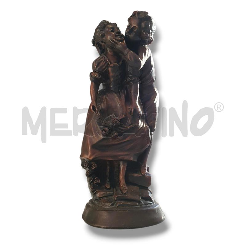 SCULTURA CONTADINI SCENA GALANTE MARRONE 37X15 CM | Mercatino dell'Usato Osasco 1