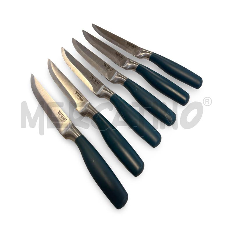 SERVIZIO PZ 6 COLTELLI THOMAS BY ROSENTHAL GROUP MANICO VERDE 23 CM DA CARNE | Mercatino dell'Usato Osasco 2