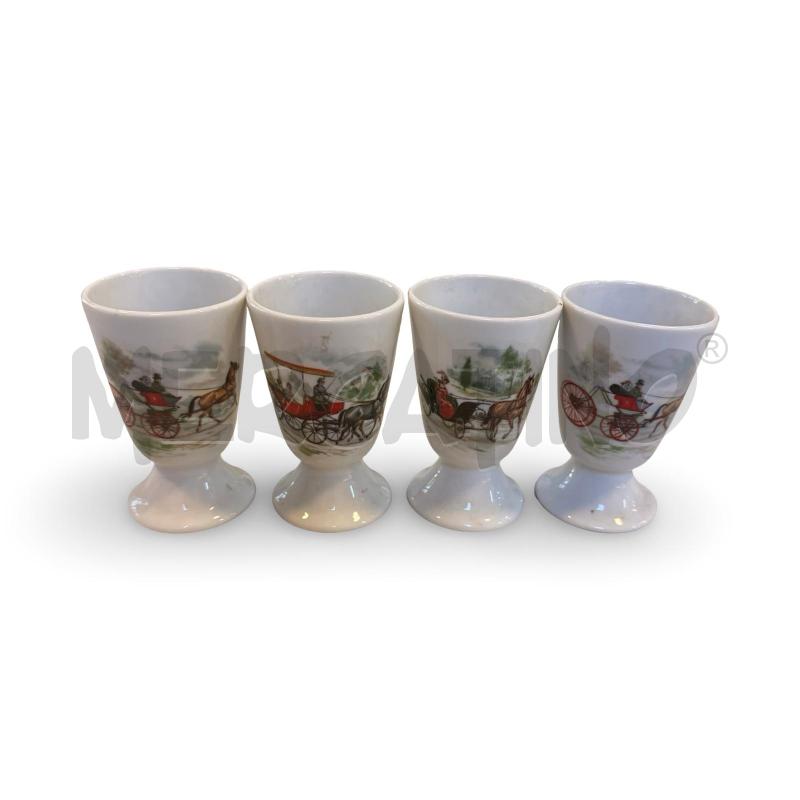 SERVIZI PZ. 4 BICCHIERI IN CERAMICA DI LIMOGES FRANCE CARROZZE DIPINTE ALTEZZA 10 | Mercatino dell'Usato Osasco 1
