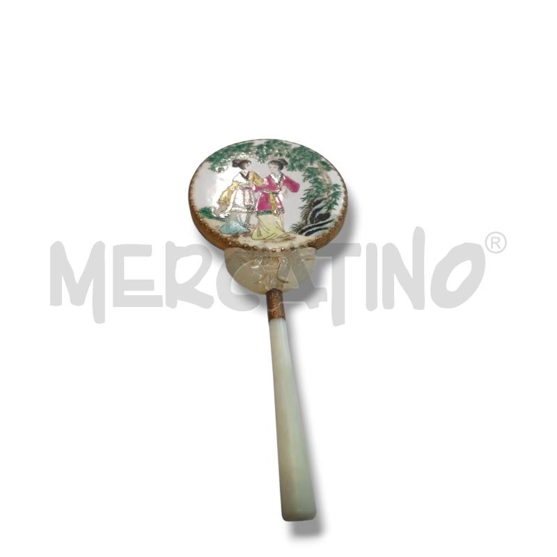 SPECCHIO CINESE IN SERPENTINO DORATO E GIADA 23 CM | Mercatino dell'Usato Osasco 1