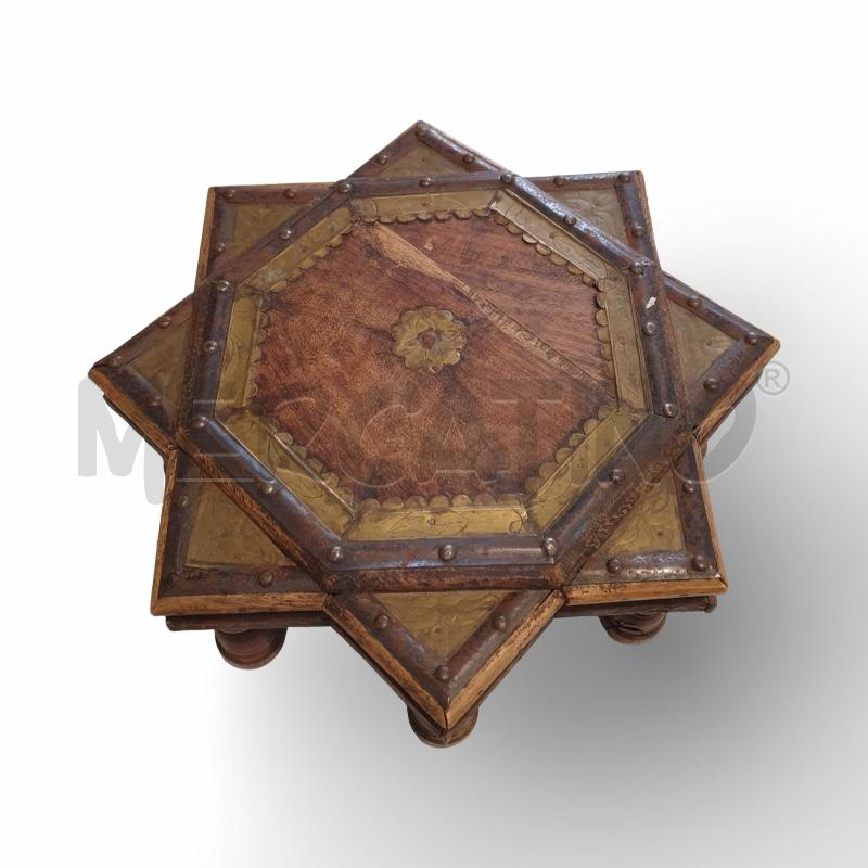 TAVOLINO ARTE INDIANA ANNI 50 LEGNO E OTTONE  | Mercatino dell'Usato Osasco 1