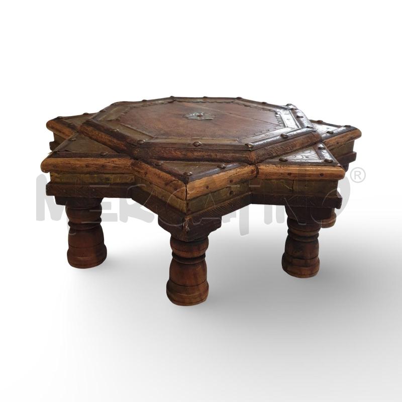 TAVOLINO ARTE INDIANA ANNI 50 LEGNO E OTTONE  | Mercatino dell'Usato Osasco 3
