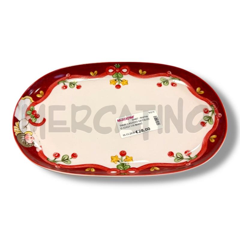 THUN VASSOIO NATALIZIO 33X21 CM BIANCO BANDA ROSSA | Mercatino dell'Usato Osasco 1