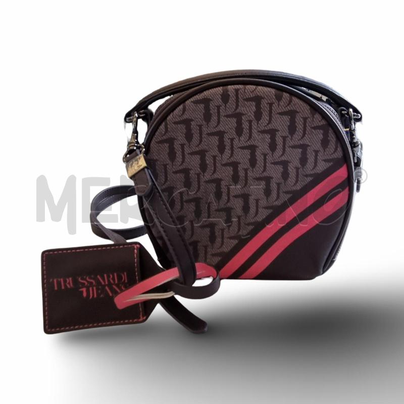 TRACOLLA DONNA TRUSSARDI JEANS LINEA VANIGLIA MARRONE RIGHE FUCSIA  | Mercatino dell'Usato Osasco 1