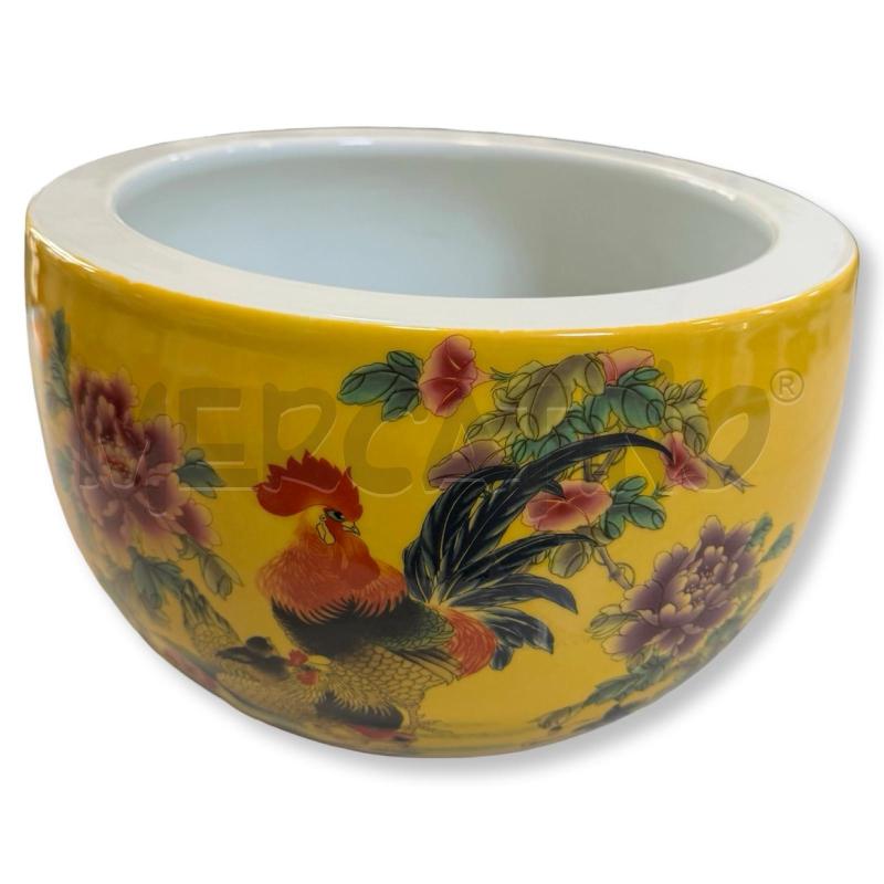 VASO CINESE CERAMICA GALLO FIORI DIAM.26 H.20 | Mercatino dell'Usato Osasco 5